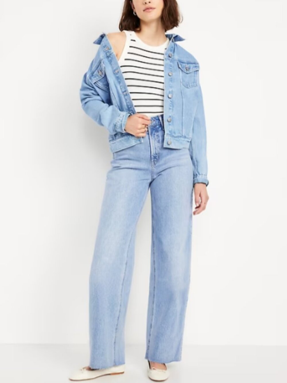 Old Navy Light Wash Wide Leg Jeans - Pale Blue Denim - Picture 7 of 8